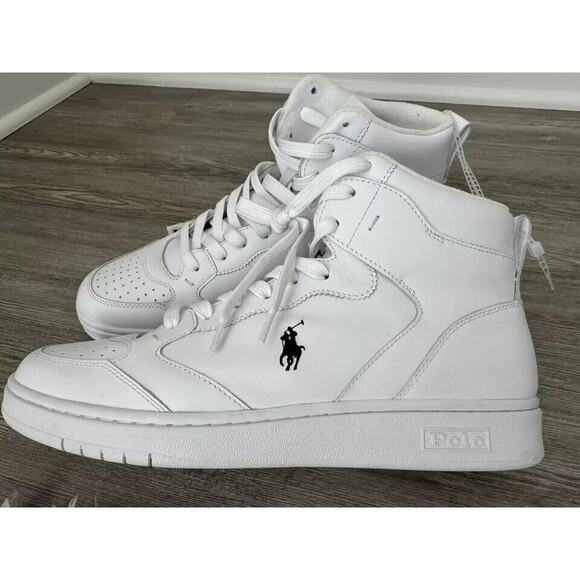 Polo Ralph Lauren Men's Court Leather High-Tops White Shoes Choose Size New